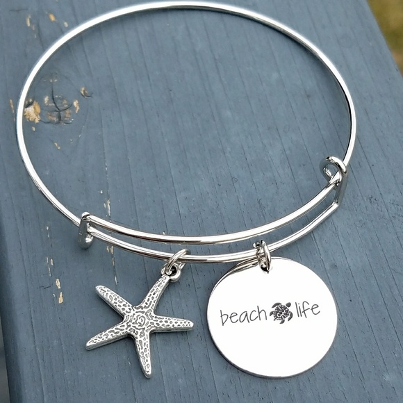 Beach life charm bracelet, bangle, turtle bracelet - Picture 2 of 2